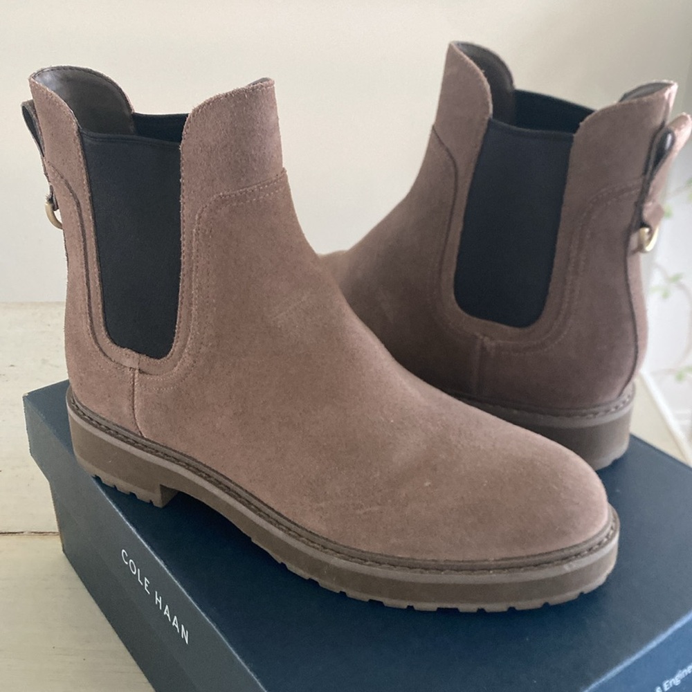 Cole Haan Taupe Suede Chelsea Ankle Boots - Picture 10 of 12